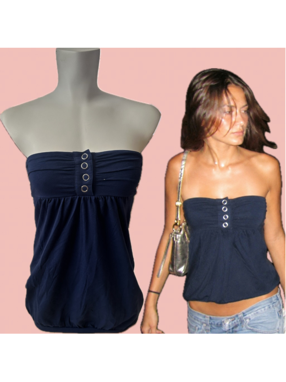 Alcott NWT Y2K Blue Strapless Tube Top Size S